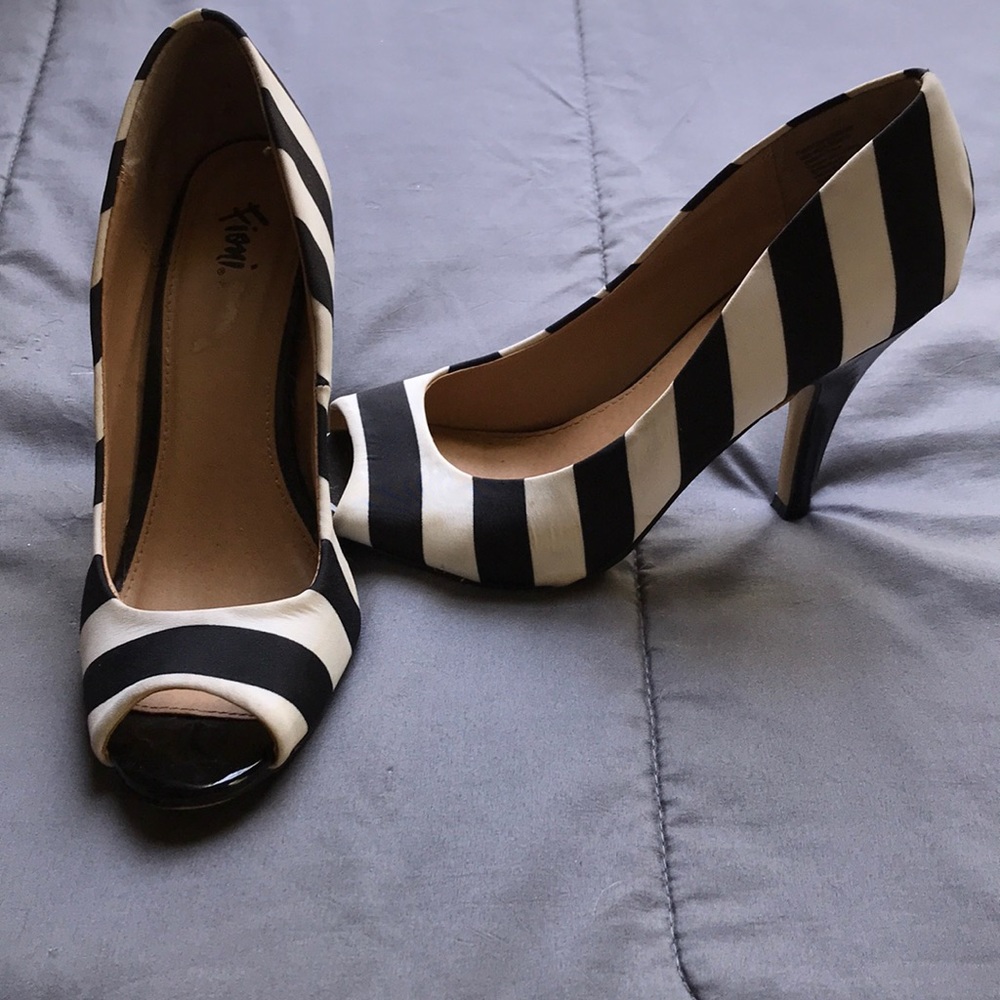 Black and white heels